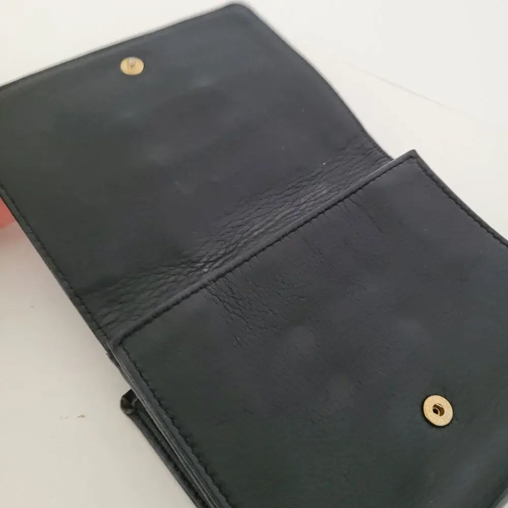 See By Chloe Card Bill Coin Wallet Logo Medium Leather Black Compact Designer‎